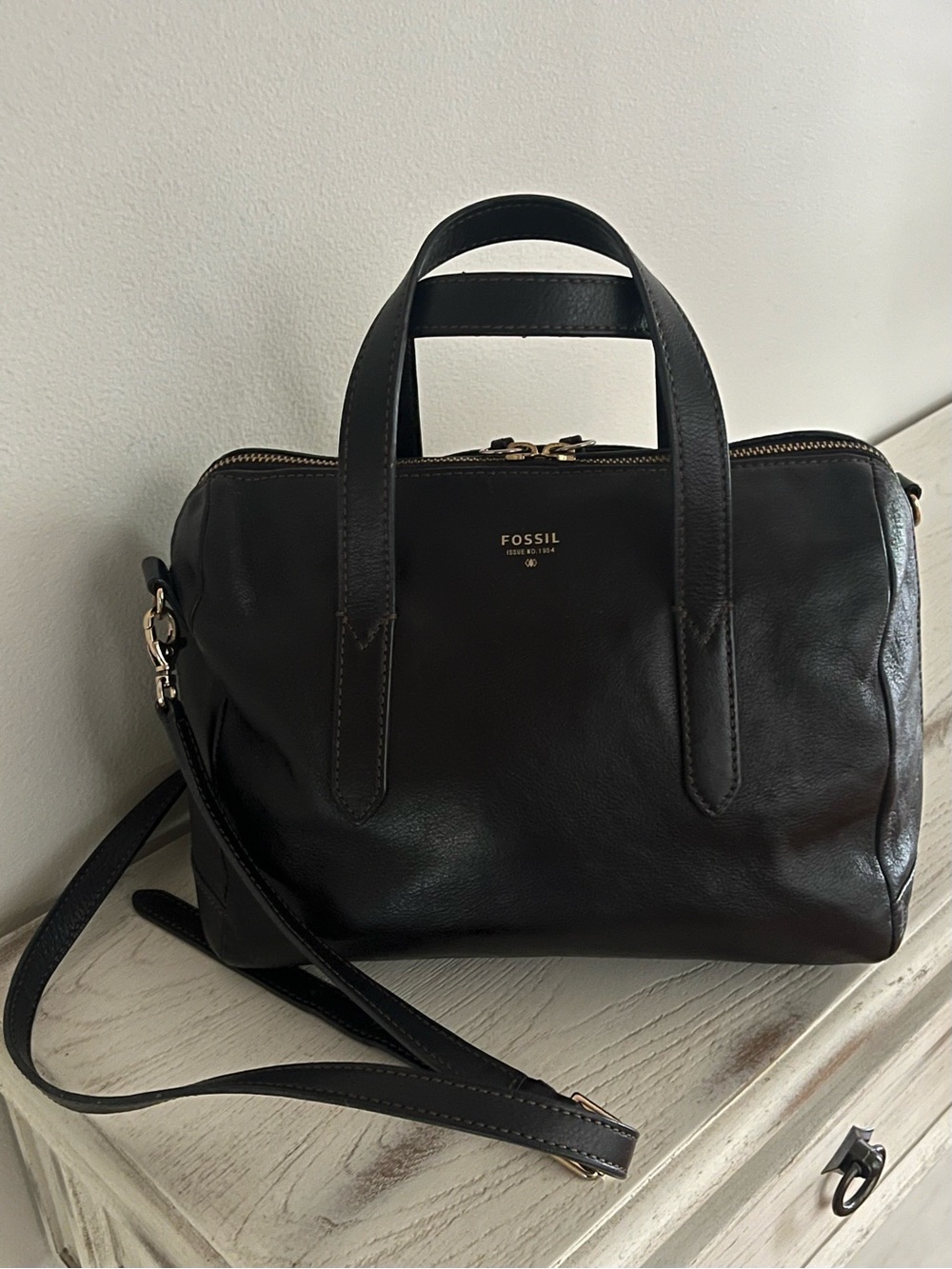 Fossil Sydney Satchel Bag With Optional Crossbody Strap Black Soft Leather - Picture 3 of 14